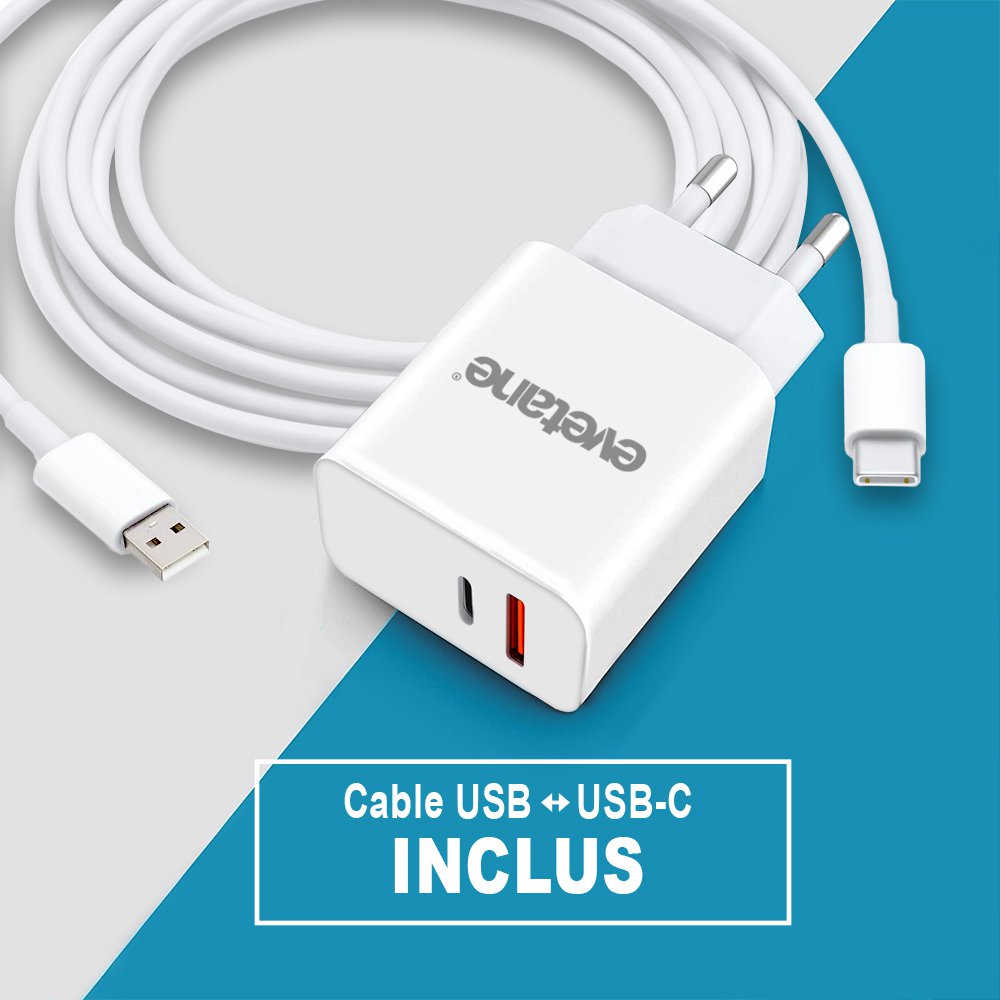Chargeur USB-C 25W + Câble USB-C vers USB-C 1M Blanc pour Redmi Note 12 Pro  - 12 Pro+ - 12